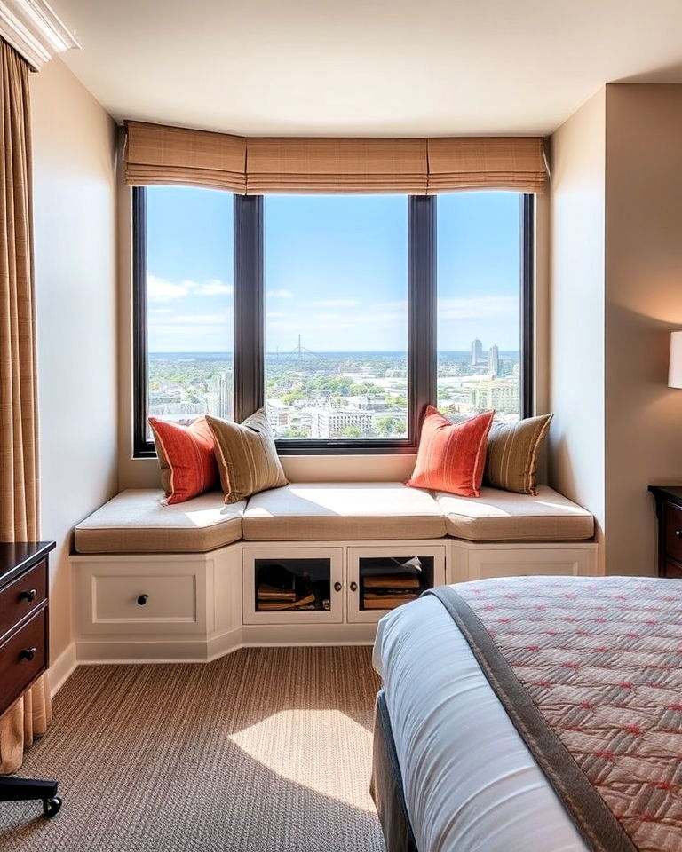 add built in bench seating for hotel room