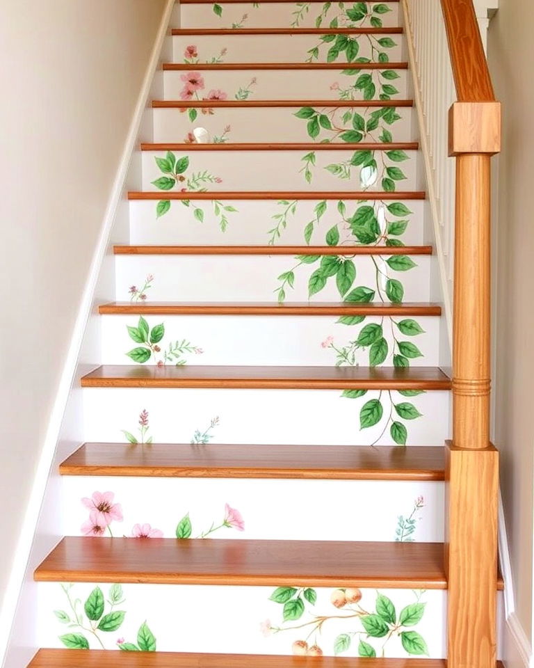 add nature to your staircase with botanical decals