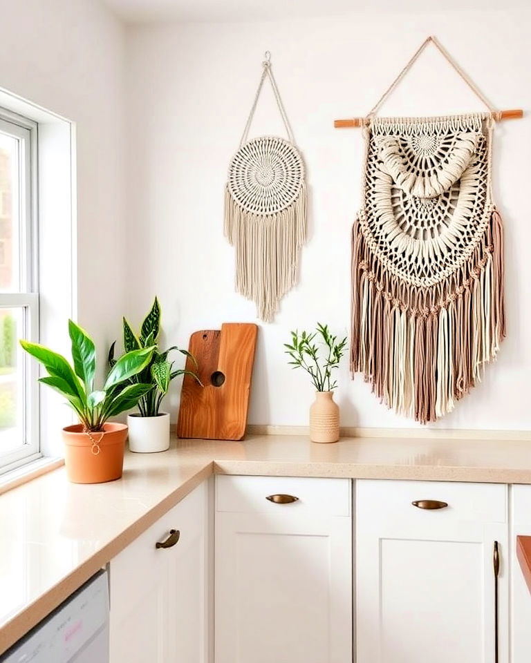 add texture with macramé or fabric art
