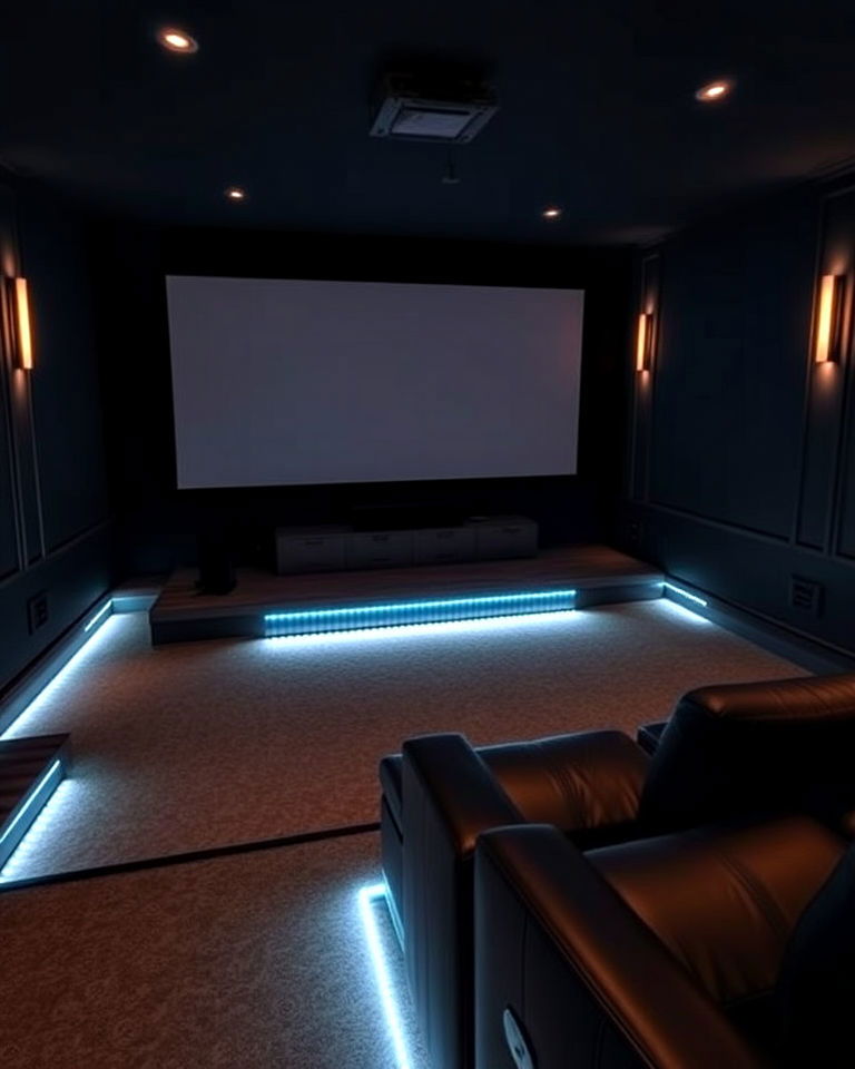 ambient floor lighting for basement theater