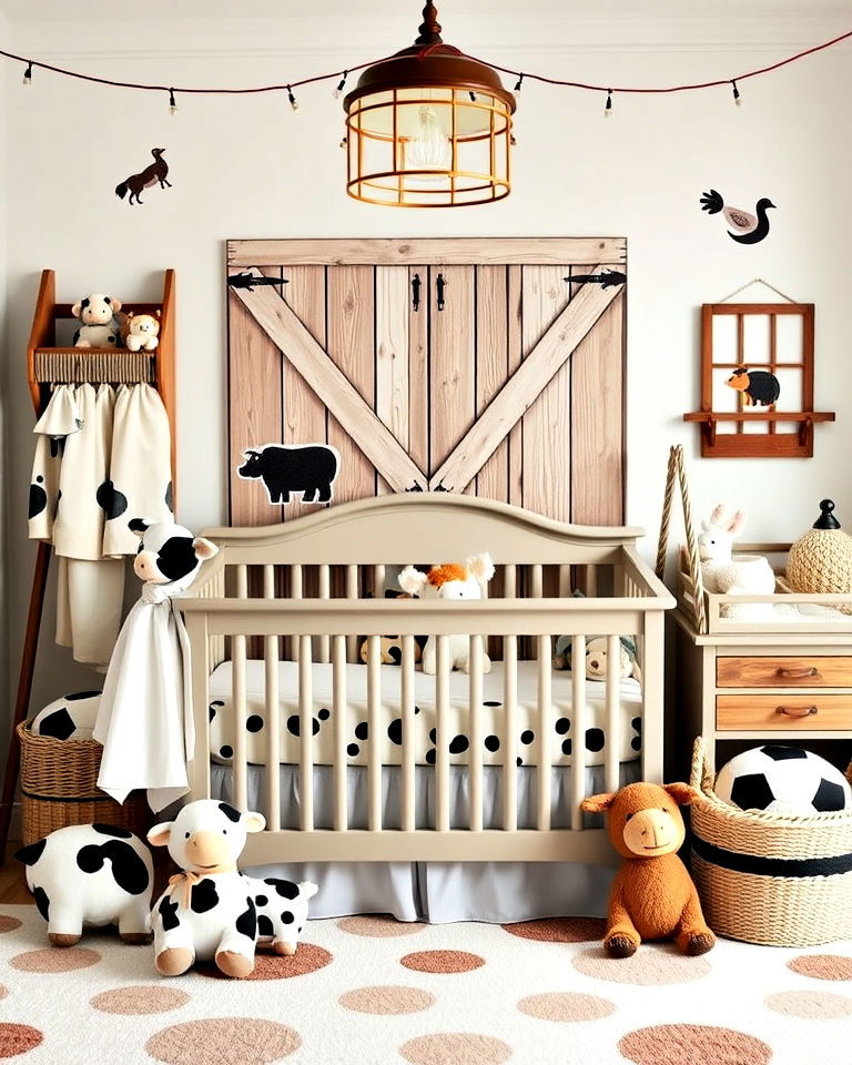 animal farm and barn themed decor for the nursery
