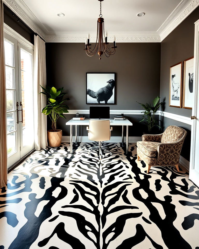 animal print patterns floor for home office