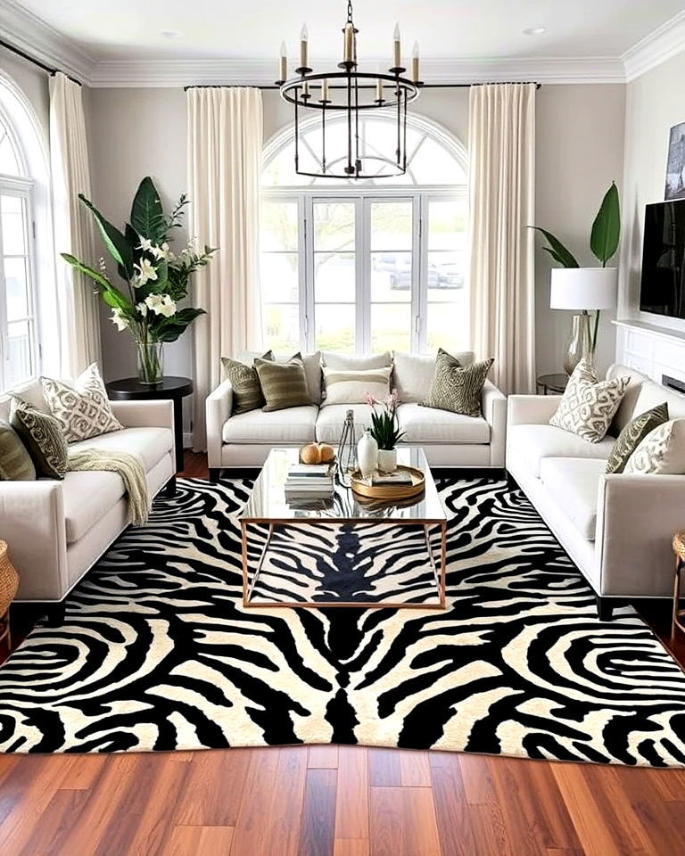 animal print rugs for bold flair living room