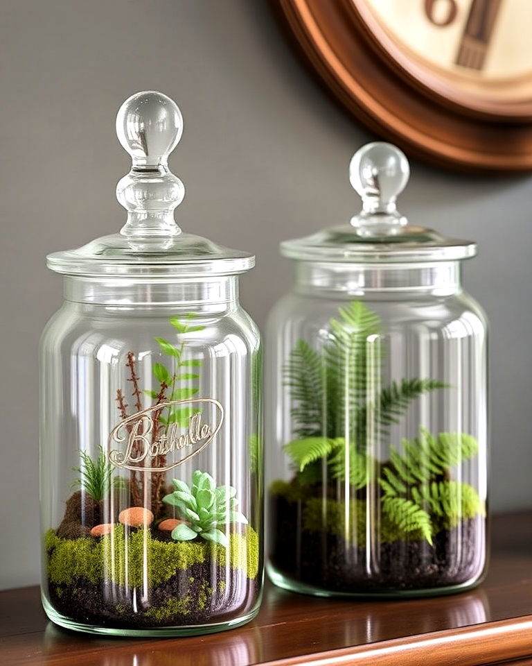 apothecary jar terrarium with elegant lids