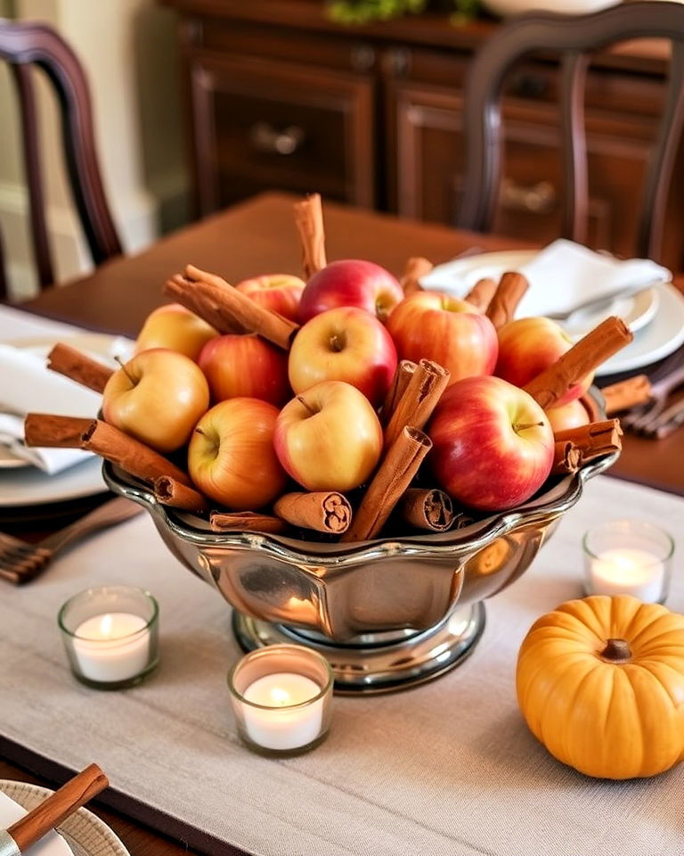 apple and cinnamon dining table bowl display