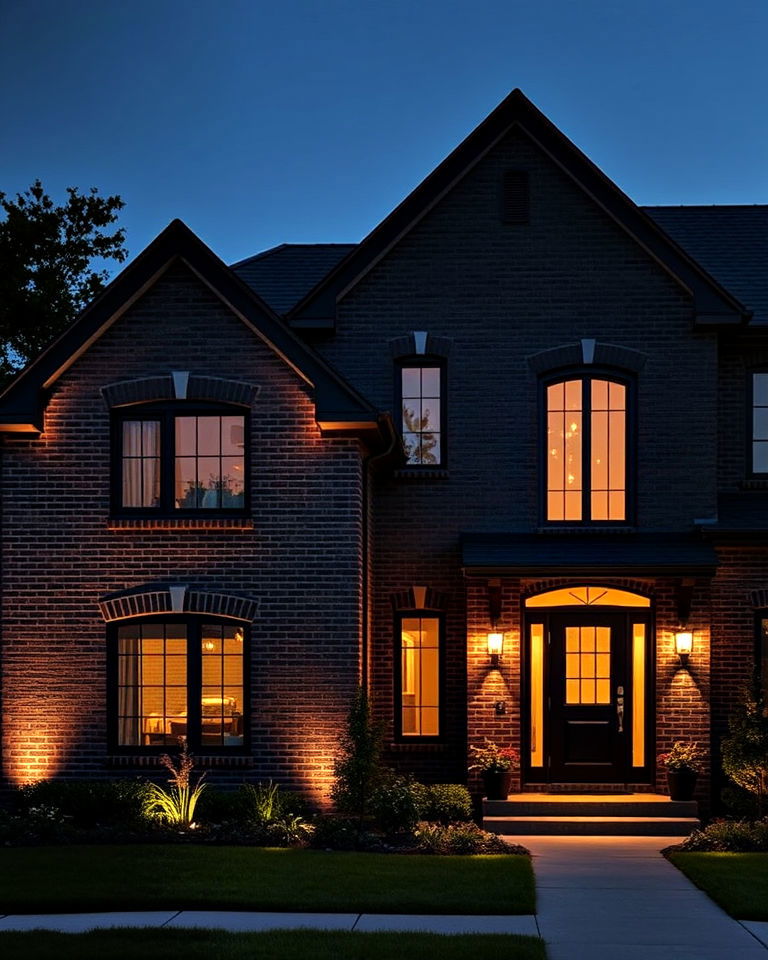 architectural lighting black brick exterior house