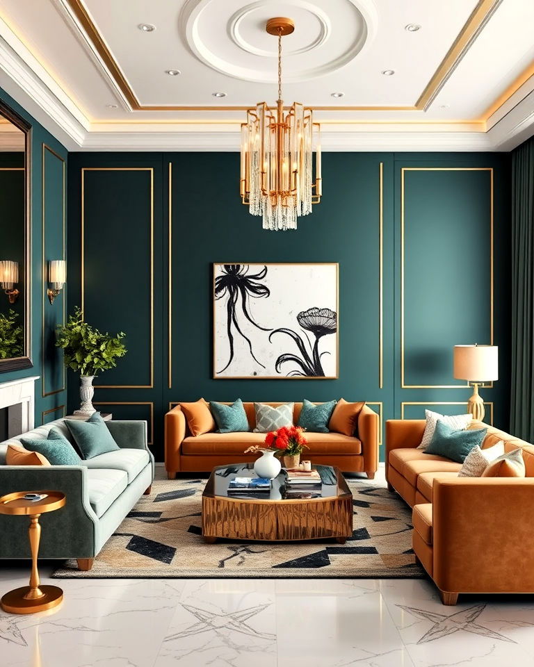 art deco inspired living room design