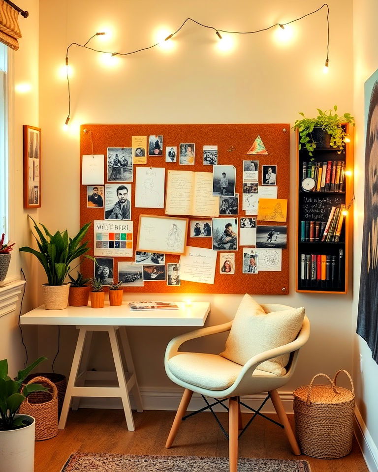 art room mood board corner