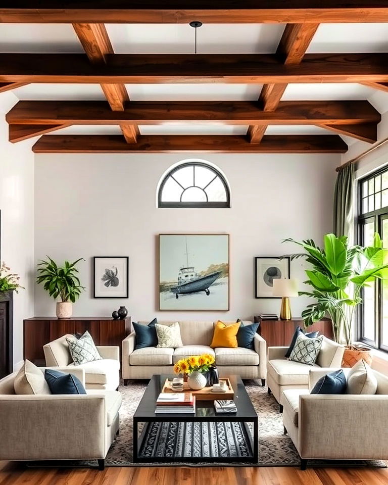 avoid exposed beams over seating