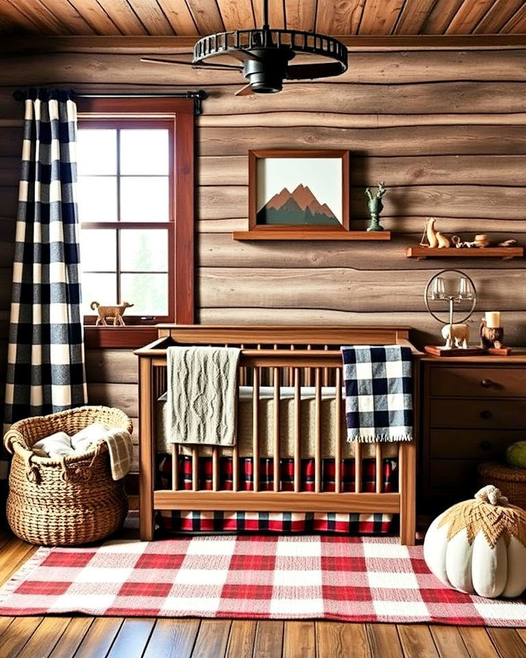 baby boy nursery with cabin themed decor