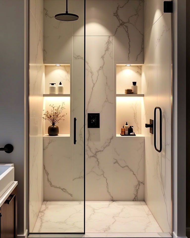 backlit shower niche lighting idea