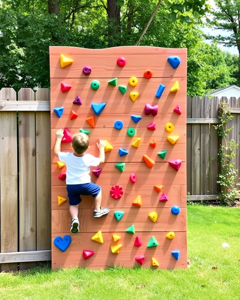 backyard climbing wall for physical activity