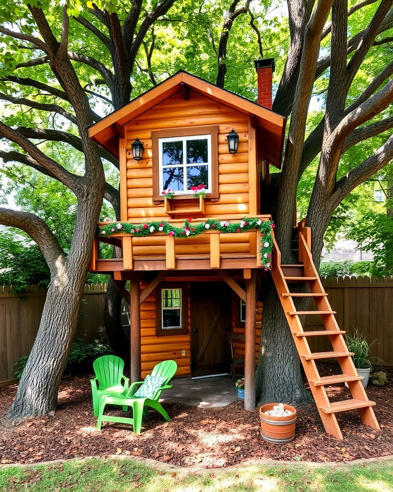 backyard treehouse or playhouse for a magical retreat