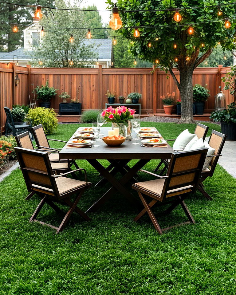 backyard turf for dining space