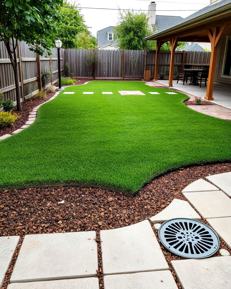backyard turf with built in drainage system