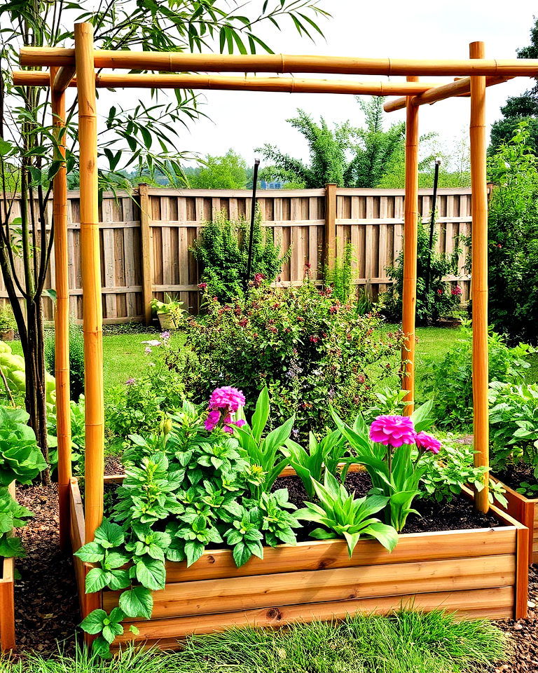 bamboo frame raised garden beds for an exotic look