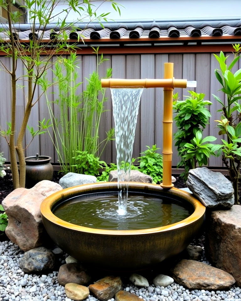 bamboo spout waterfall for backyard