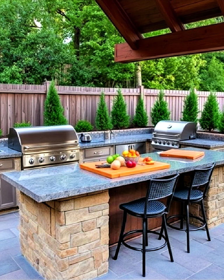 barbecue station with a large prep table
