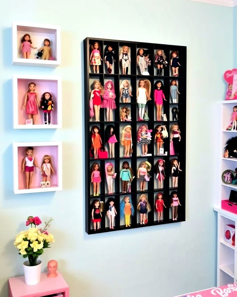 barbie doll display wall