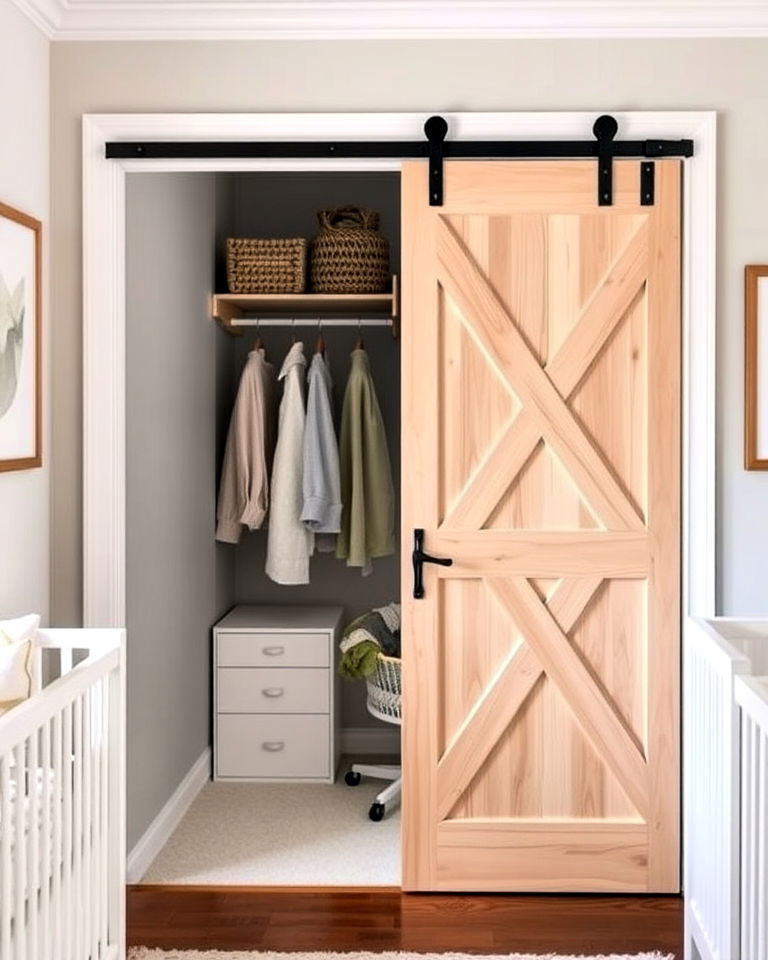 barn door nursery closet