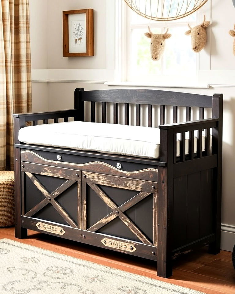barn style storage bench