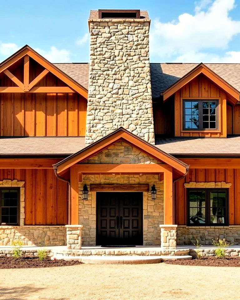 barn with stone chimney house exteriors