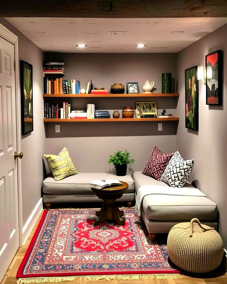 basement into a cozy reading nook