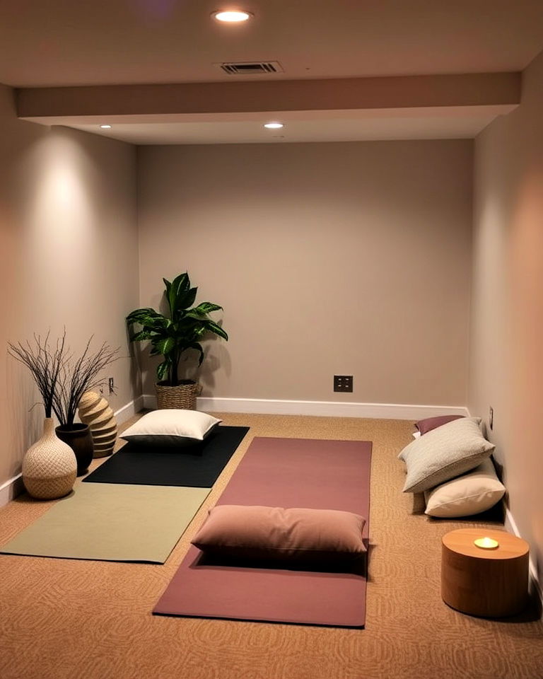 basement into a meditation and yoga space
