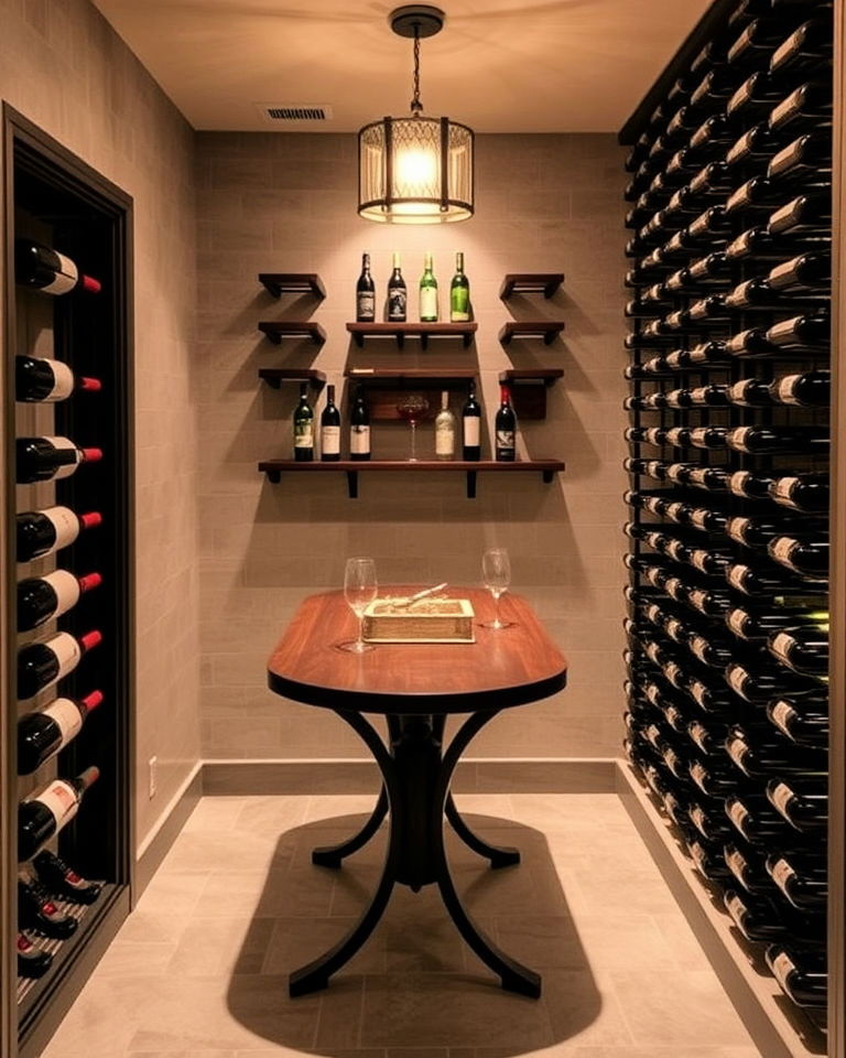 basement into a mini wine cellar