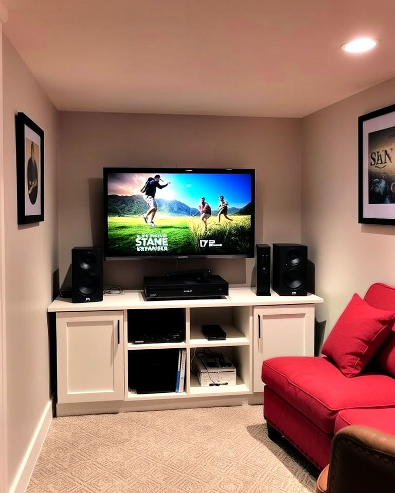basement into a small entertainment center