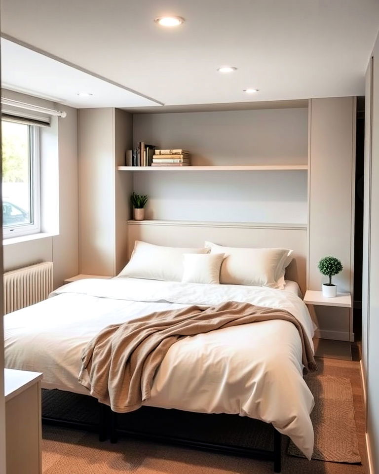 basement minimalist guest room