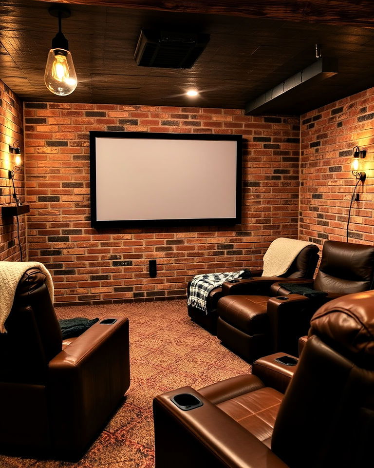 basement rustic theater design