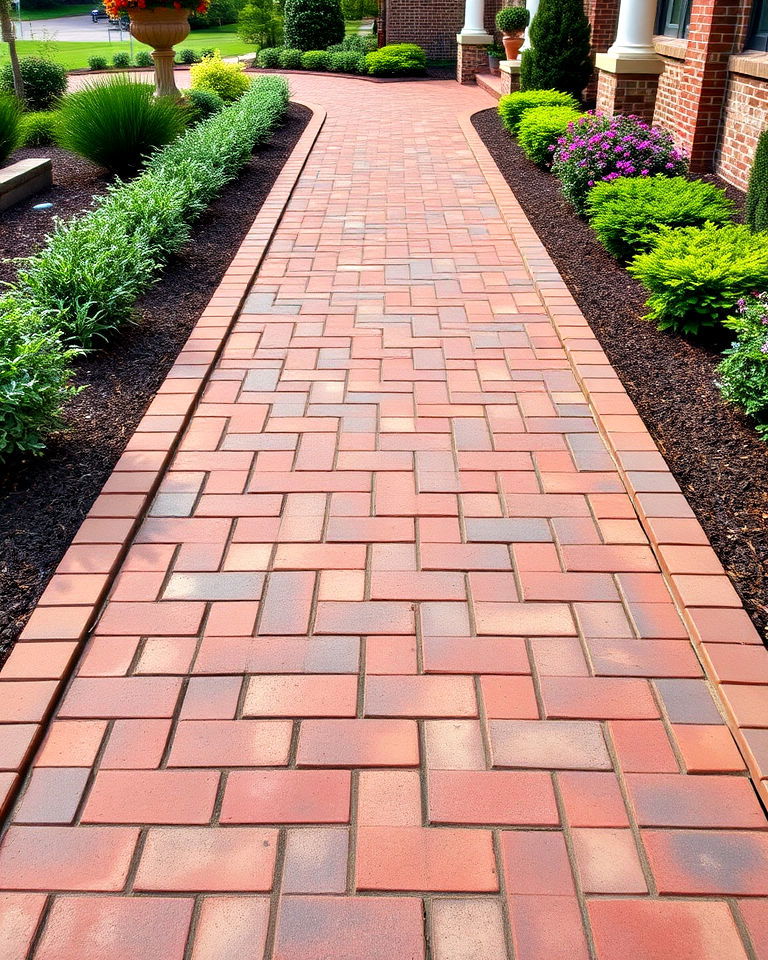 basket weave brick walkway for classic appeal