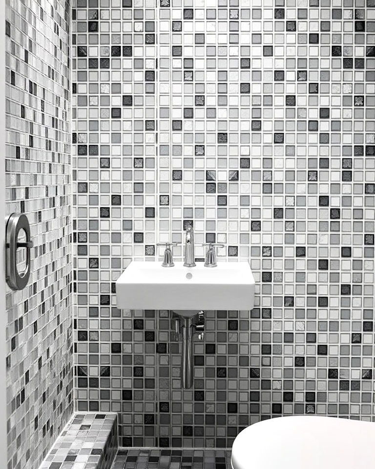 bathroom gray mosaic tiles for texture