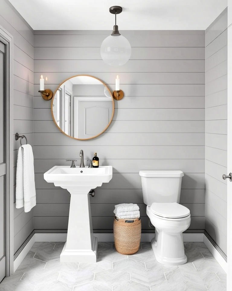 bathroom gray shiplap walls for coastal vibes