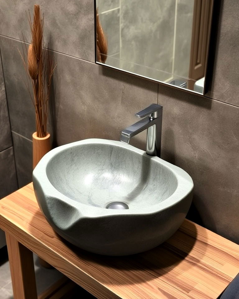 bathroom gray stone sink for natural elegance