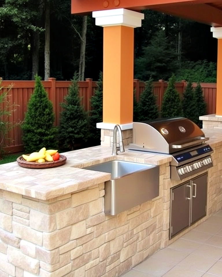 bbq island with outdoor sink