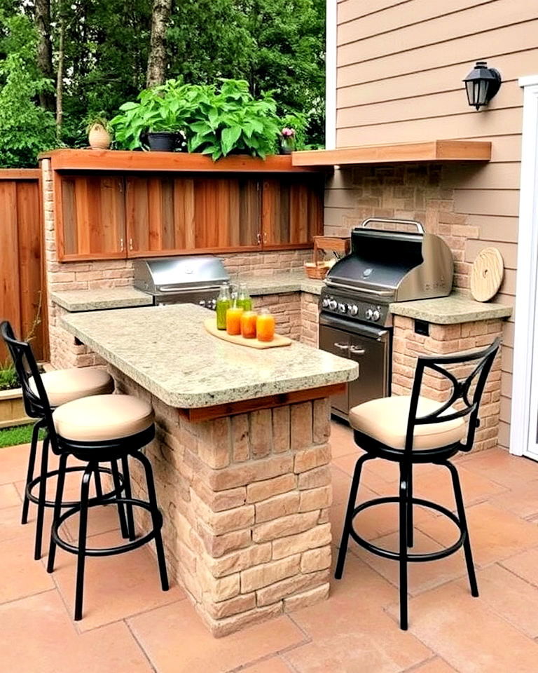 bbq island with raised bar seating