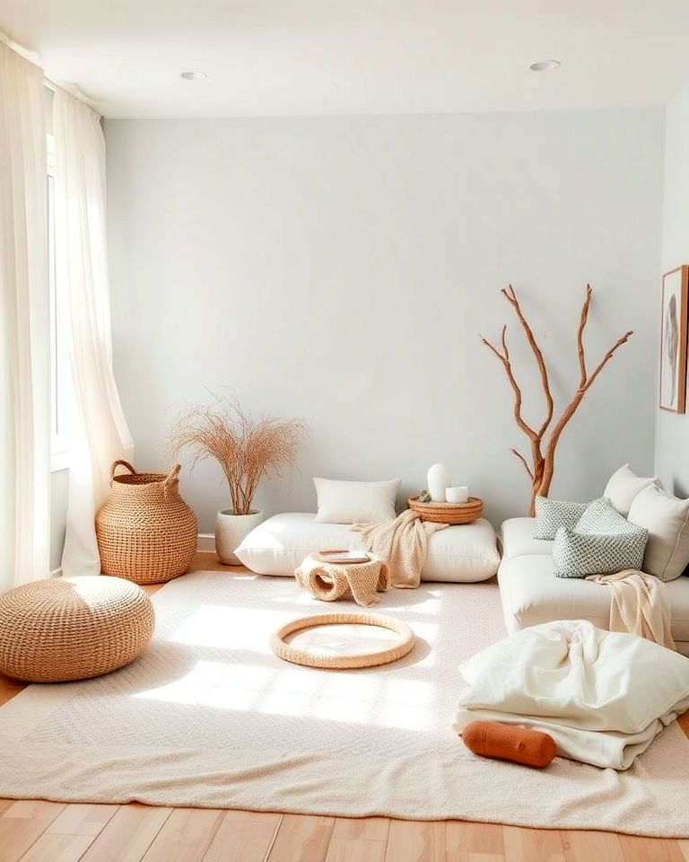 beach inspired meditation space for unwinding