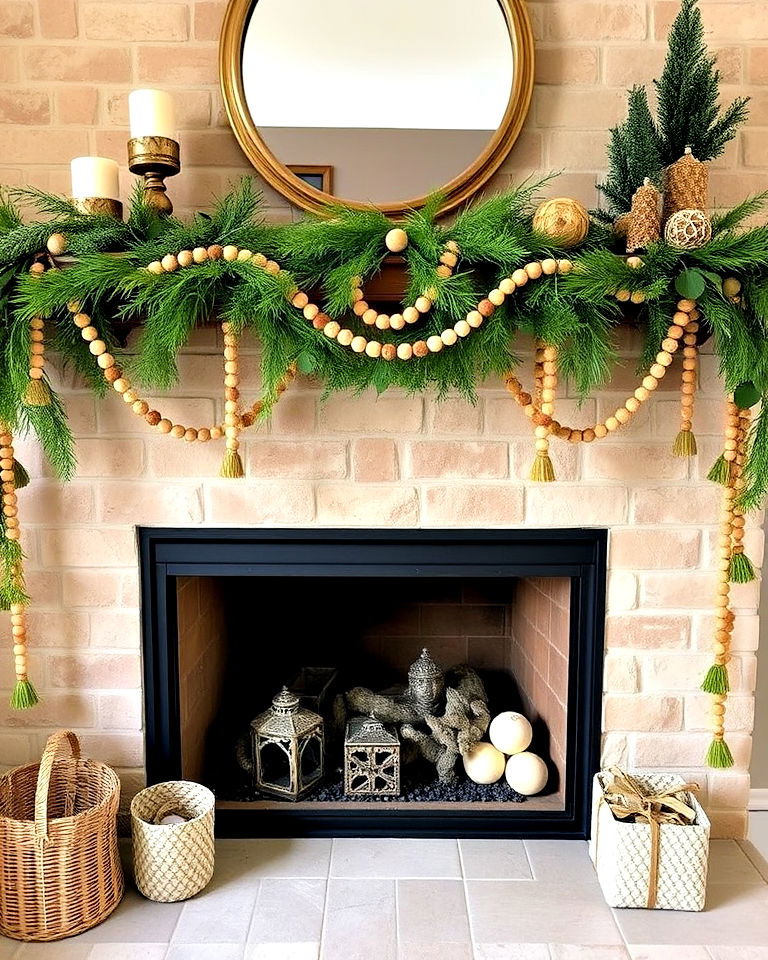 beaded garland for bohemian flair mantel