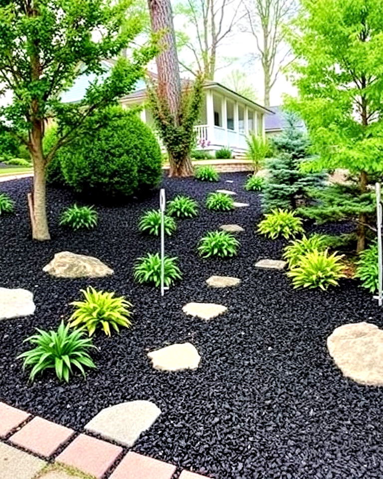 beautiful black mulch for sloped area covering