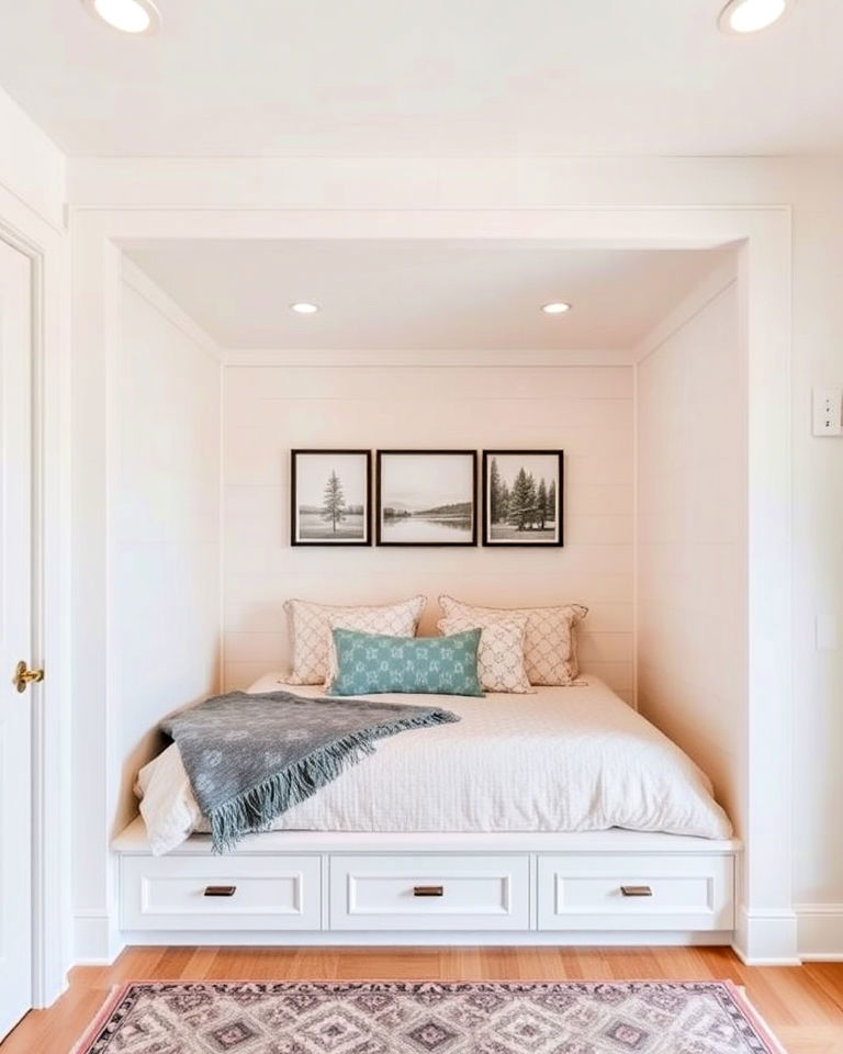 bed into a built in alcove