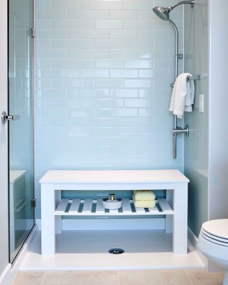 bench with built in shelf