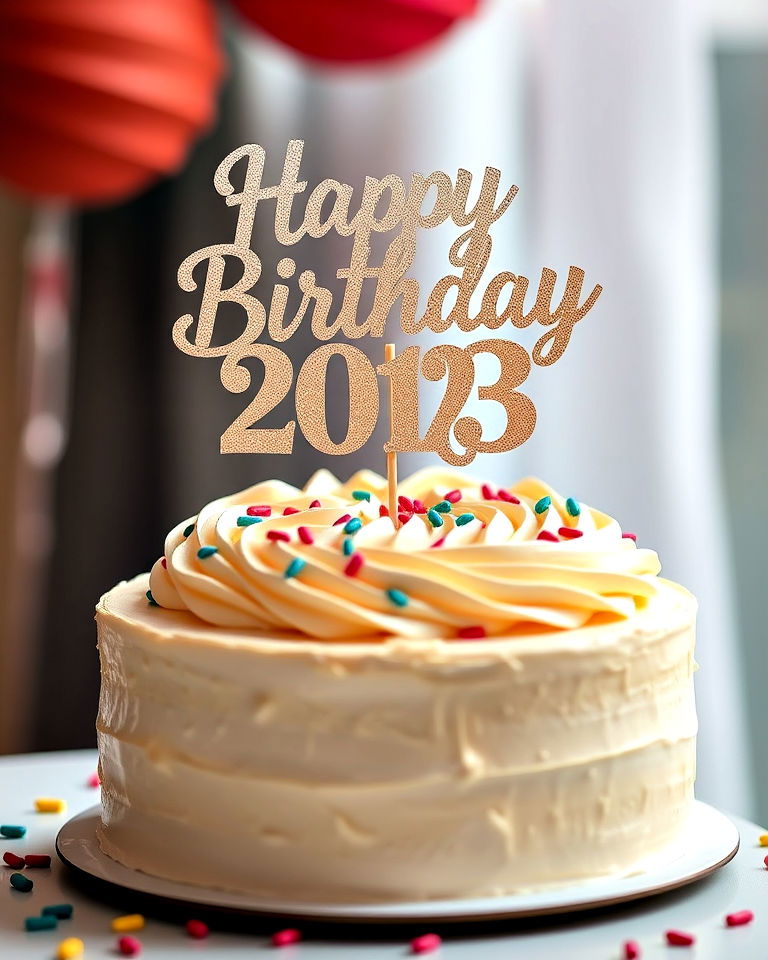 birthday cake with a custom topper