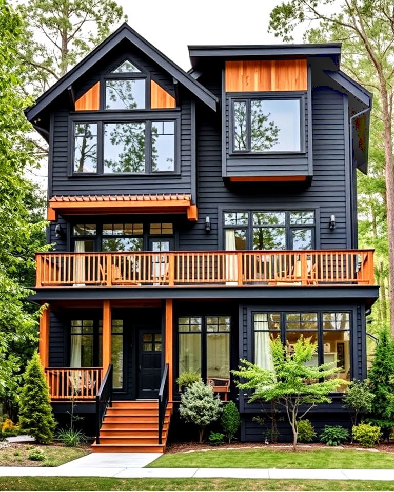 black and cedar for split level home