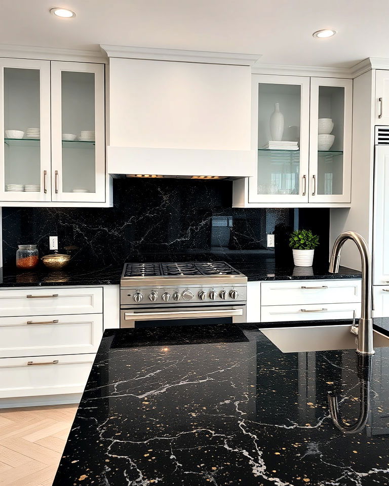 black and gold granite countertop