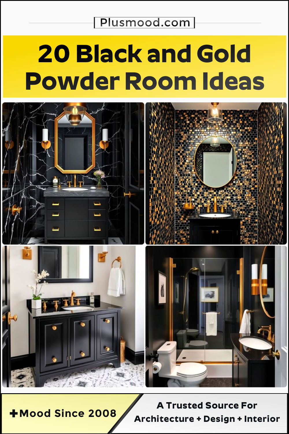 black and gold powder room ideas