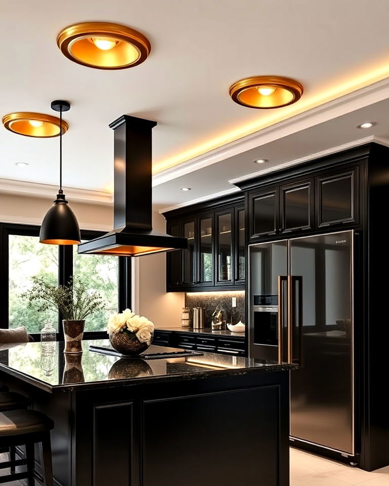 black and gold stylish kitchen ceiling fixtures