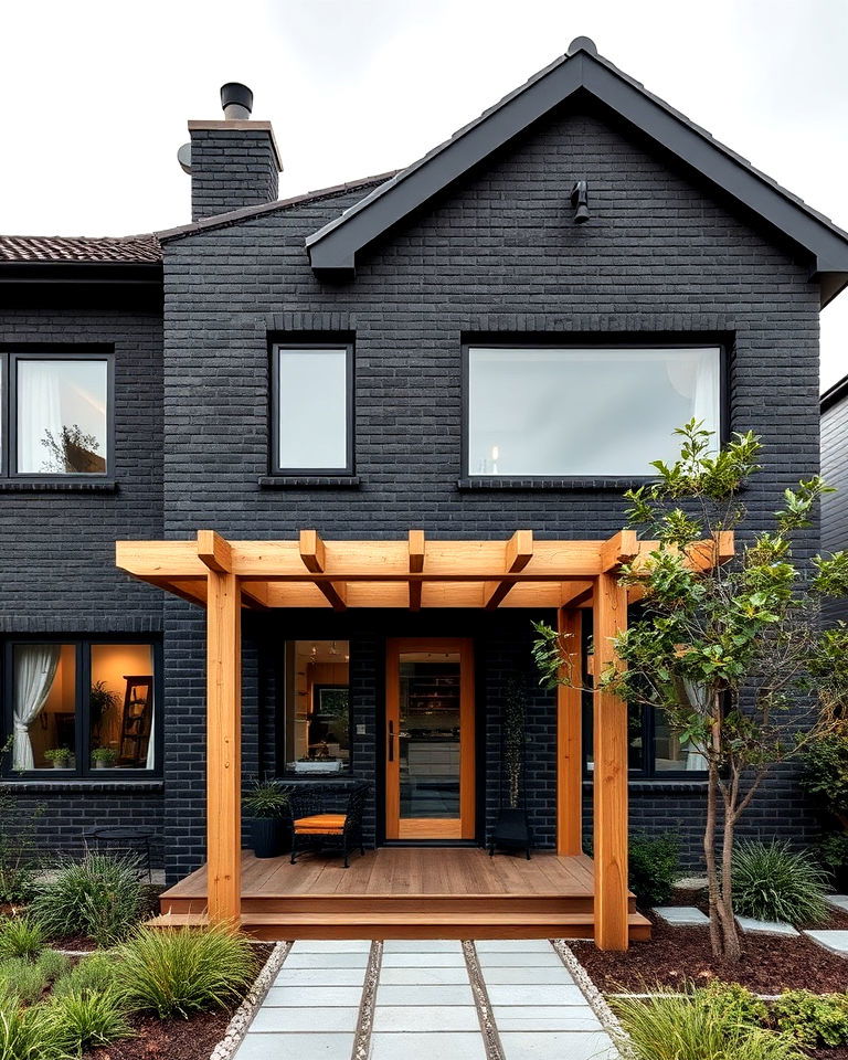black and timber combination exterior house