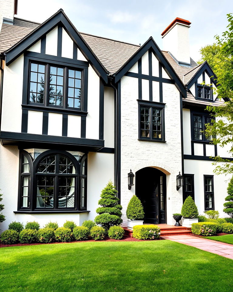 black and white classic tudor exterior